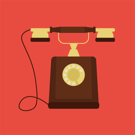 Vintage retro phone in a cartoon style flat. icon. vector illustrationのイラスト素材