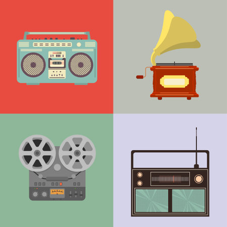 Retro music player icons.のイラスト素材