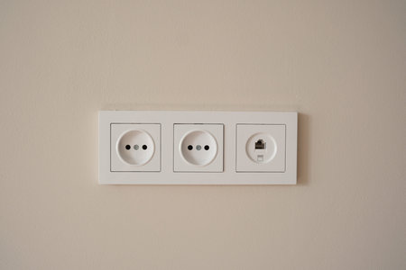 This design is clean, minimalist, and features essential electrical outlets alongside a network...