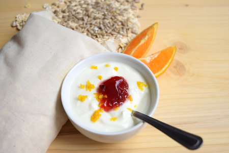 Healthy Breakfast. Yogurt with muesli Health and diet concepの写真素材