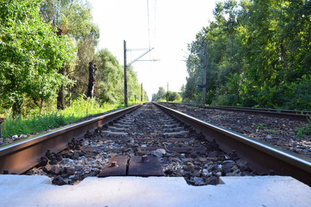 Old railroad rails on a sunny day