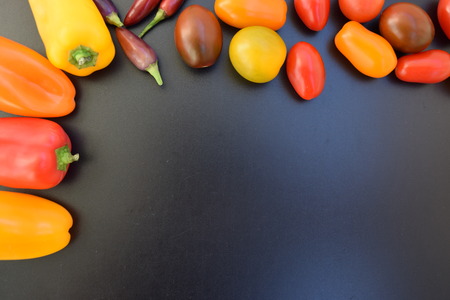 Fresh vegetables background place for text. Healthy eating concept. Ripe vegetables. Fresh vegetables.の写真素材