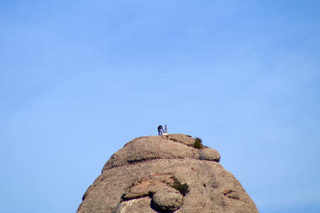Montserrat, multi-peaked mountain range near Barcelona, in Catalonia, Spainの写真素材