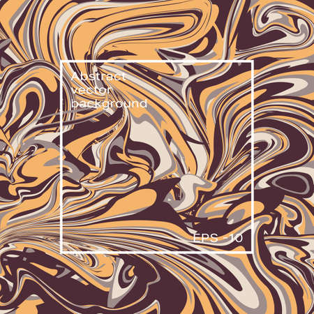 Abstract cover with vector curved lines. Brown-orange tones. Colored surface. Optical illusion of space distortion. EPS - 10のイラスト素材