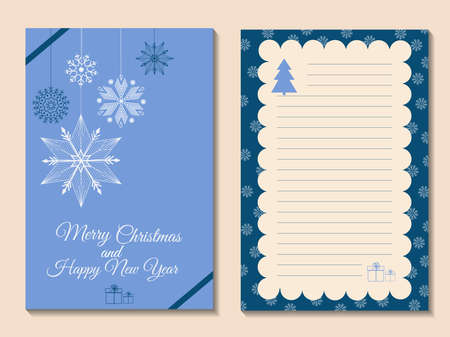 Holiday cards. Merry Christmas and happy New year. Place for text for greetings. Vector illustrationのイラスト素材