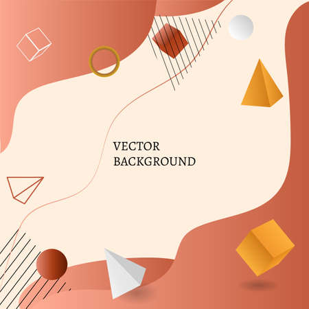 Vector template with elements of geometric shap, for social media networks, blog, advertising promotion. Square postcards in yellow, terracotta, and beige colors. Space for textのイラスト素材