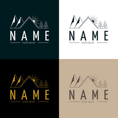 Real estate home logo line icon, resort, villa. Housing company emblem, real estate agency concept, guest house. Vector illustrationのイラスト素材