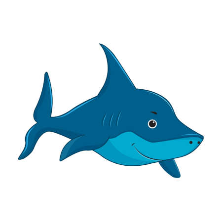 Cartoon shark underwater isolated on white background. Sharks for baby, kids and family. Vector illustrationのイラスト素材