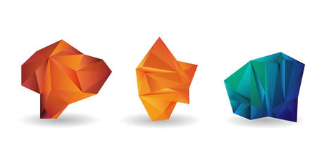 Polygonal bright triangular shapes. Vector design elements for advertising, social networks, brochures.のイラスト素材