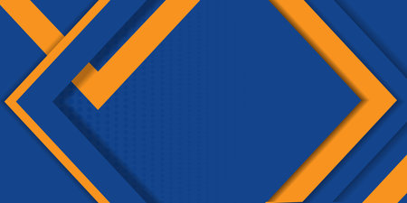 Minimal geometric background with dynamic blue shapes with orange lines. Abstract background modern futuristic drawing. Vector abstract template texture design, bright poster, bannerのイラスト素材