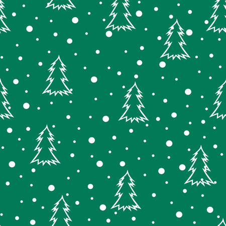 Seamless pattern of fir branches and snow. Vector christmas printのイラスト素材