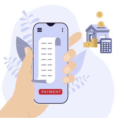 Energy and utility consumption at home concept. Cost of living payment illustrationのイラスト素材