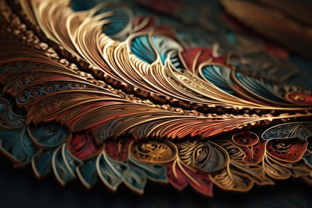 Ð¡olorful peacock feather, wallpaper for wall decor, generative AIの素材