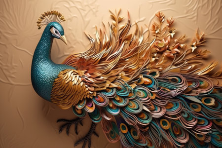 Colorful peacock, wallpaper for wall decor, generative AIの素材