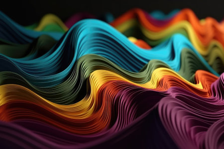 Colorful pattern with color waves illustration background. Wall mural in the interior, textiles, fabric background. Generative AIの素材