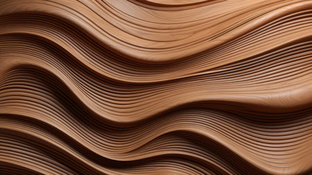 3D Brown Wood Wave Wall Panels Abstract Geometric Background Wallpaperの素材
