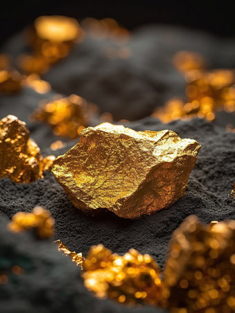 Close-up of a large gold nugget
from the mine. Natural mineralの素材