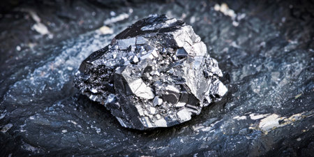 Pure nuggets lead or silver ore from mine, close-uの素材