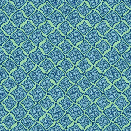 Uplifting ultra bright pastel mint, green, blue, teal, turquoise abstract geometric wavy shapes. Effective to adorn packaging, branding, interior design, spring/summer fashion items, web digital realmのイラスト素材