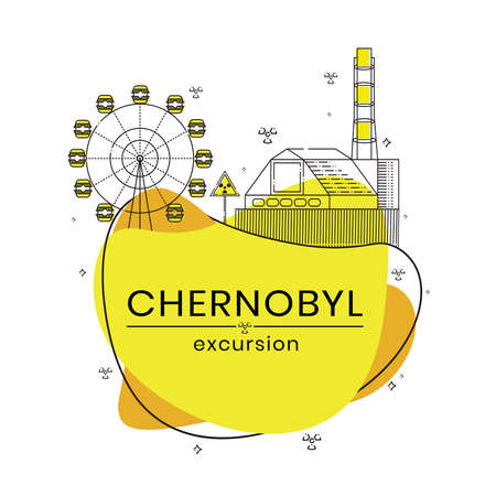 Excursions to Chernobyl exclusion zone. Flat vector illustration.のイラスト素材