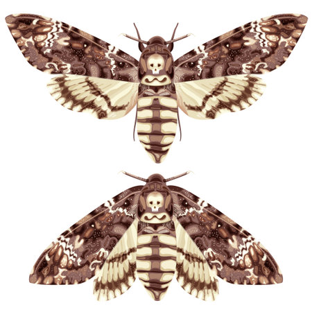 Butterfly. Deaths Head Hawk Moth. The moth is a mystical symbol and talisman.のイラスト素材