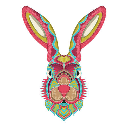 Stylized rabbit in ethnicのイラスト素材