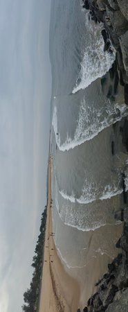 Soft wave of blue ocean on sandy beach. Background.Albanian coast.beautiful view on the rock sea...