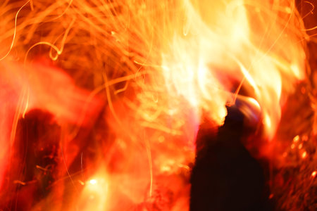 golden fire flame and soft focus background