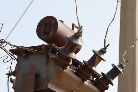 Close-up Photo of High Voltage Power Transformer, India