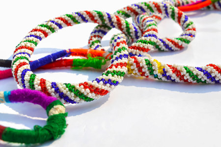 Expensive rope,embroidery Expensive colorful rope on white background,