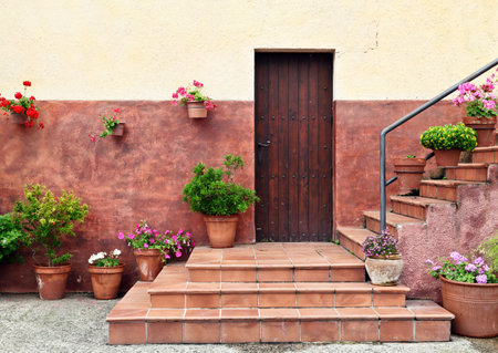 Mediterranean style house entrance