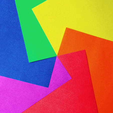 Colorful paper with child's scissorsの写真素材