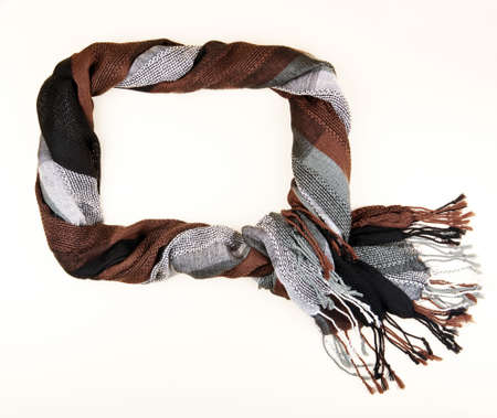 Funny seasonal text or picture frame made of warm scarfの写真素材