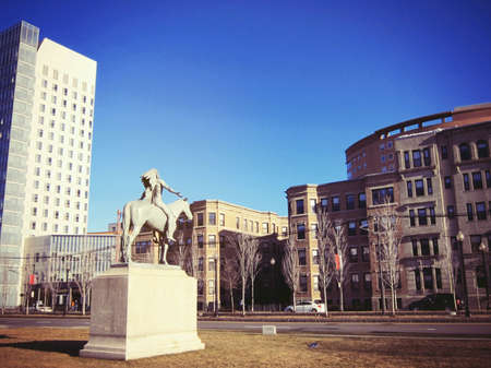 Famous Indian and horse statue in front of museum of arts in Bostonの素材