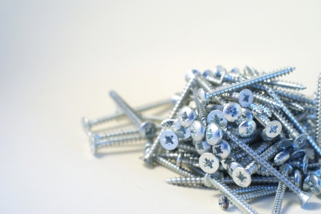 A group of screws isolated on white backgroundの写真素材