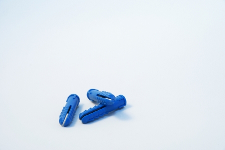 Blue screw wall plugsの写真素材