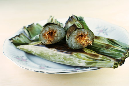 Malay traditional food - Pulut Panggang, Grilled Glutinous Riceの写真素材