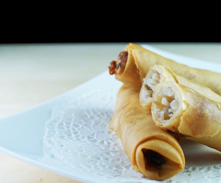 Malay traditional food - Kuih Popia or Fried Popiah or Spring Rollsの写真素材