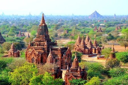 Bagan  Myanmar, Burma  in a sunny day
