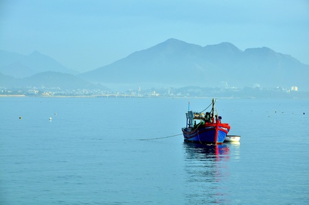 A silent morning on Nha Trang sea, Vietnamのeditorial素材