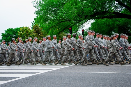 WASHINGTON, D C  - MAY 27, 2013  Celebratory column in Memorial Day Parade May 27, 2013, in Washington, D C  のeditorial素材