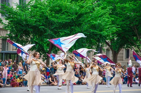 WASHINGTON, D C  - MAY 27, 2013  Participants of Memorial Day Parade move on the street on May 27, 2013, in Washington, D C  のeditorial素材