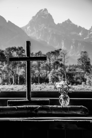 Inside The Chapel of the Transfiguration, Grand Teton National Park, Wyoming, USA の写真素材