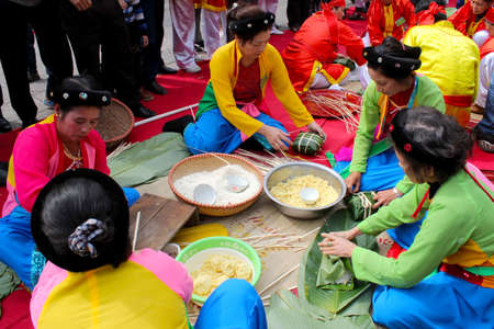 Festival packages of rice cakes in rural Vietnamのeditorial素材