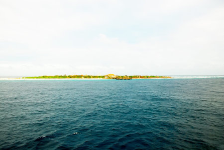 island in the middle of the seaの写真素材