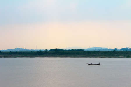 boat on the riverの写真素材