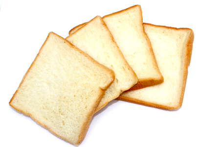 slices of bread isolated on white backgroundの写真素材