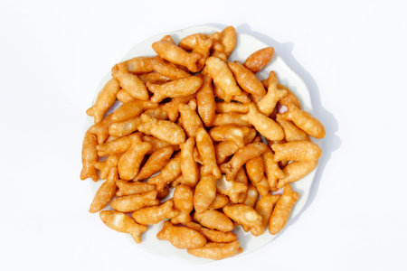 fish cake isolated on white backgroundの写真素材