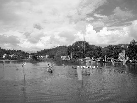 HAI DUONG, VIETNAM, March 2: People race the traditional boat on lake on March 2, 2013 in Kiep Bac...