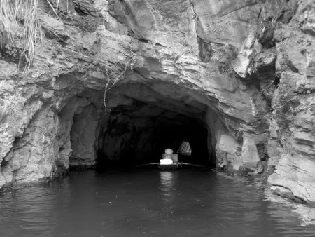 NINH BINH, VIETNAM, JULY, 20: Unidentified tourists in Trang An  on JULY, 20, 2013. Trang An is the scenic area, ranked special of Vietnam.のeditorial素材